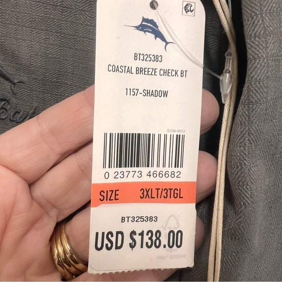 NWT Tommy Bahama Coastal Breeze Check Dockside Grey Island Zone Button Down 3XLT - Picture 8 of 12